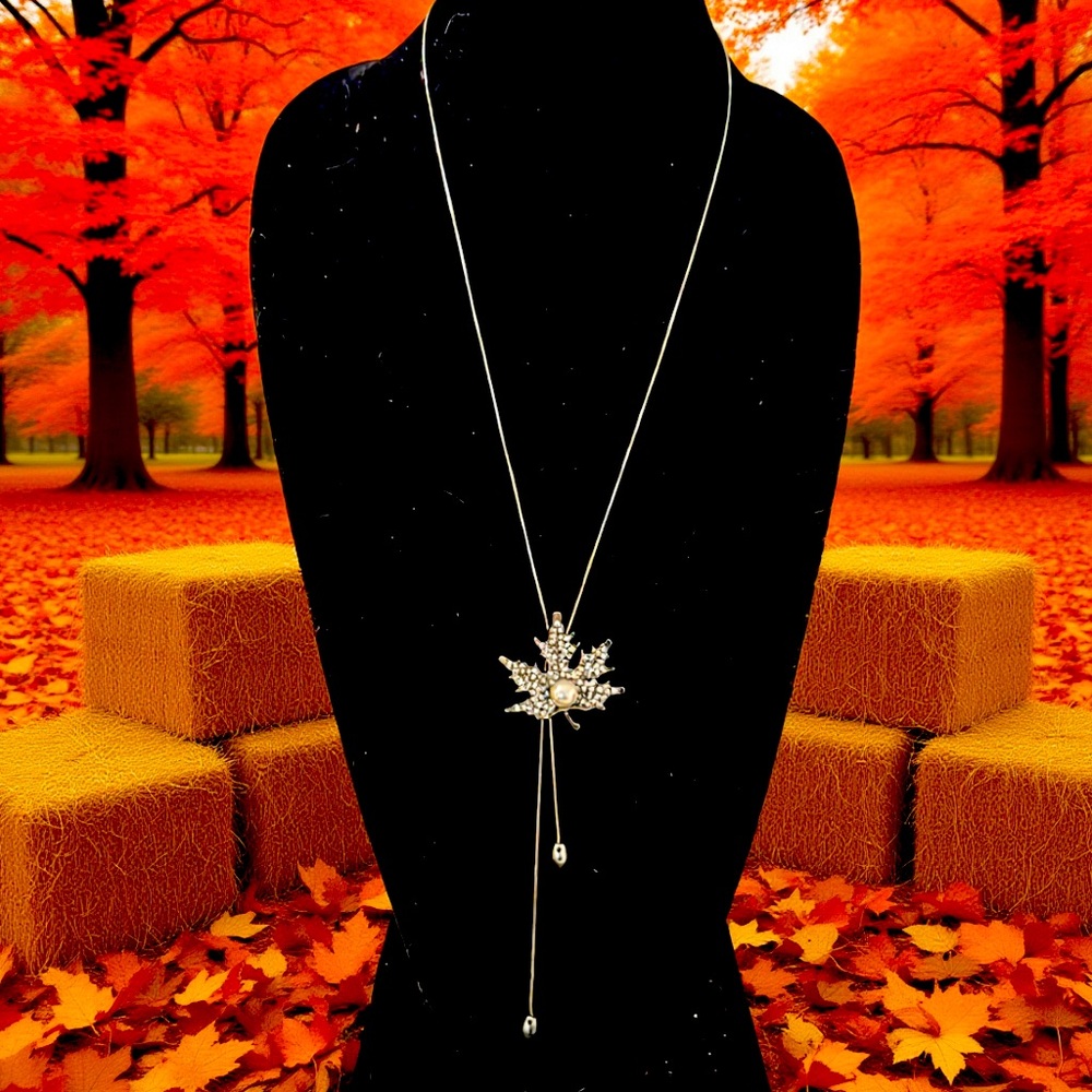 NEW Autumn Leaves Silver Bolo necklace